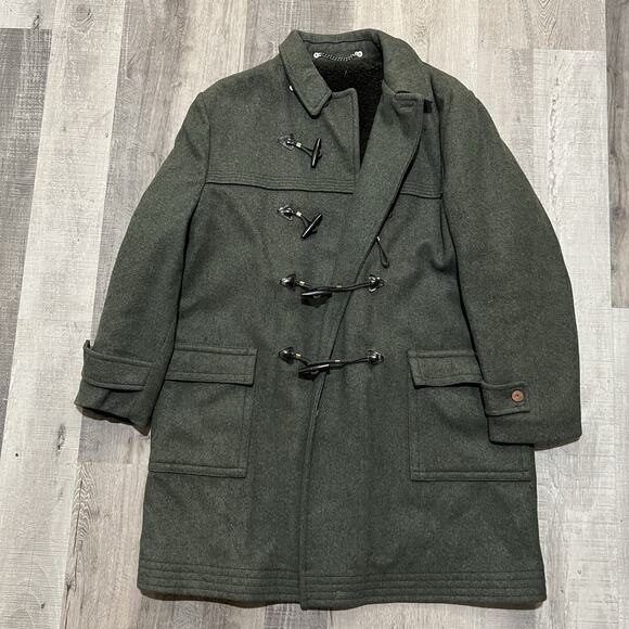 1960s Brent Pea Coat Mens Toggle Wool Trench Pea Overcoat Jacket MCM Vintage 44
